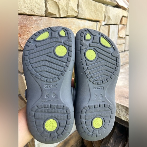 CROCS Modi Sport slip on clogs Gray & Green ventilated comfort shoes Sz-M5 W7. Q - Picture 10 of 10